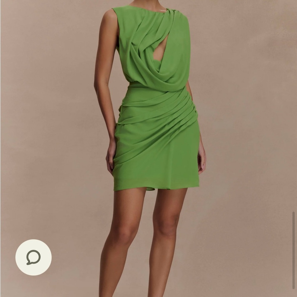 Meshki Lime Green Draped Mini Dress